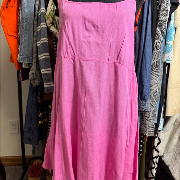 Free People Vibrant Pink Textured Dress Size Large Fully Lined Sleeveless - Picture 6 of 16